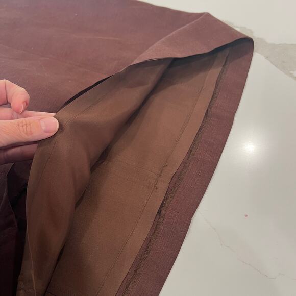 Vtg August Silk Linen Silk Blend Knee Length Sleeveless Dress Brown 12 - Picture 9 of 9